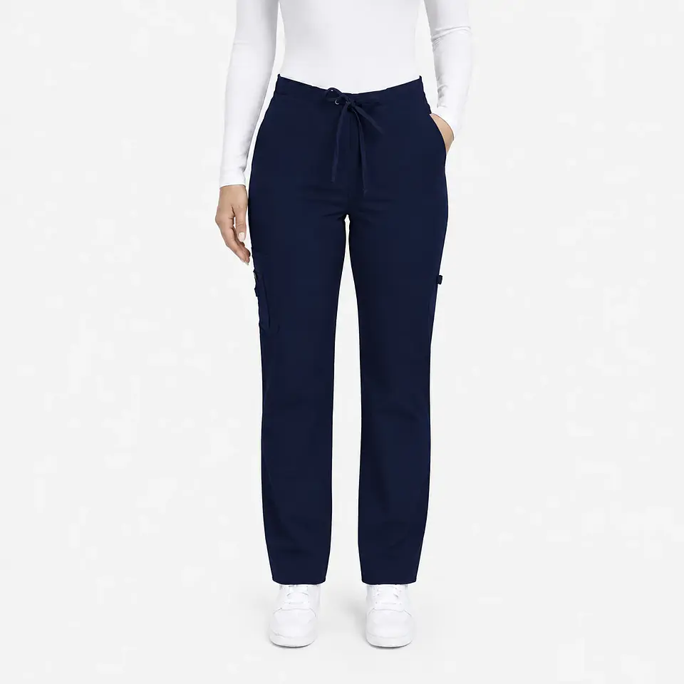 Pantalón Clínico para Mujer Modelo Cargo Antifluido Elasticado Azul Marino 2