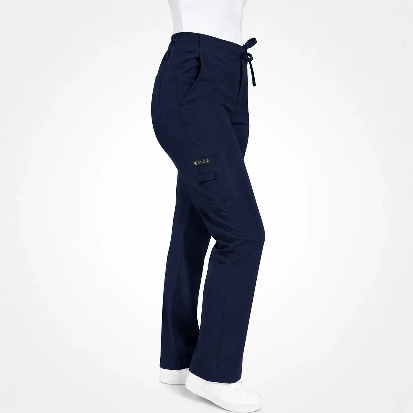 Pantalón Clínico para Mujer Modelo Cargo Antifluido Elasticado Azul Marino 5