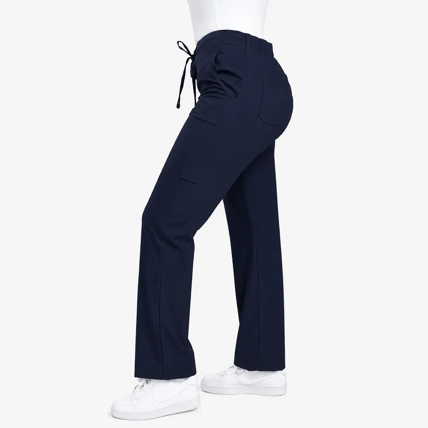 Pantalón Clínico para Mujer Modelo Cargo Antifluido Elasticado Azul Marino 4