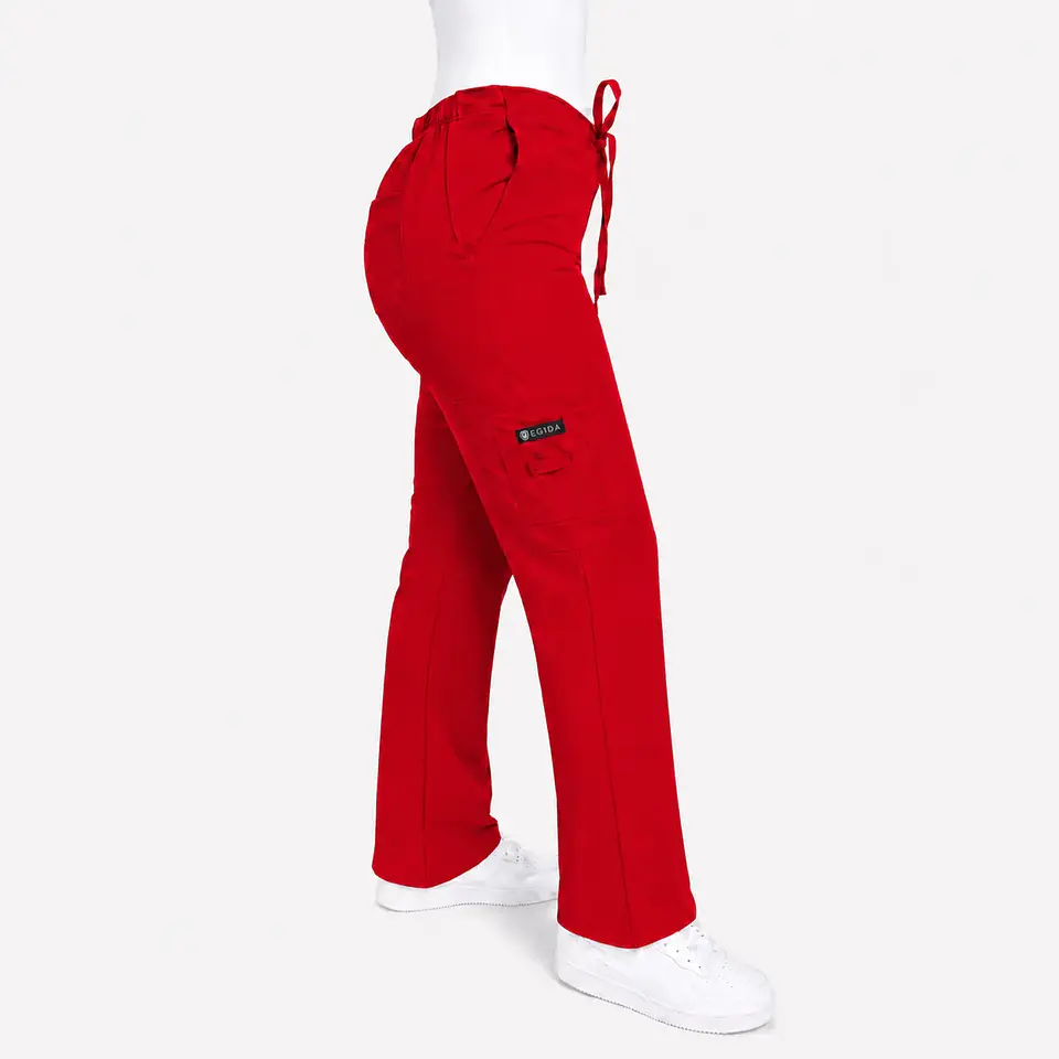 Pantalón Clínico para Mujer Modelo Cargo Antifluido Elasticado Rojo Italiano 1