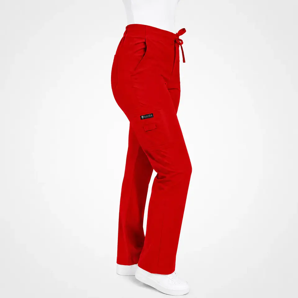 Pantalón Clínico para Mujer Modelo Cargo Antifluido Elasticado Rojo Italiano 5