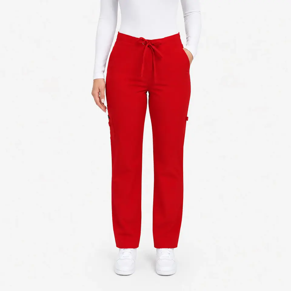 Pantalón Clínico para Mujer Modelo Cargo Antifluido Elasticado Rojo Italiano 2