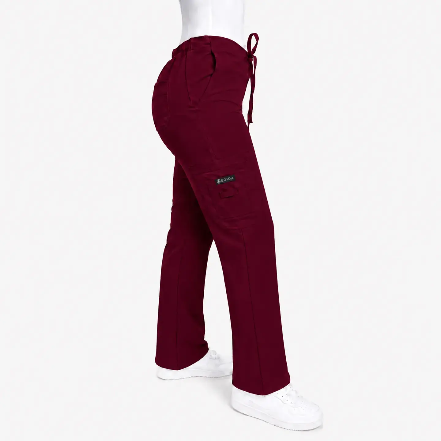 Pantalón Clínico para Mujer Modelo Cargo Antifluido Elasticado Burdeo 1