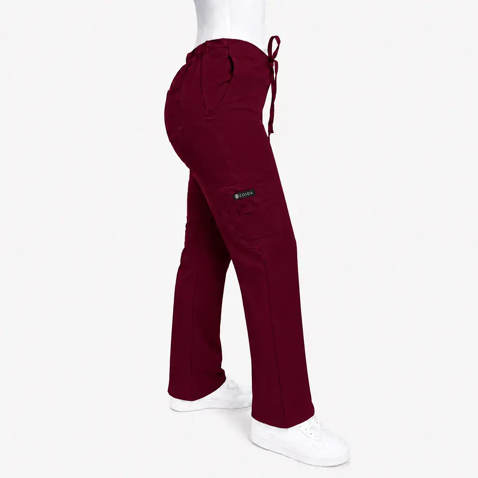 Pantalón Clínico para Mujer Modelo Cargo Antifluido Elasticado Burdeo 1