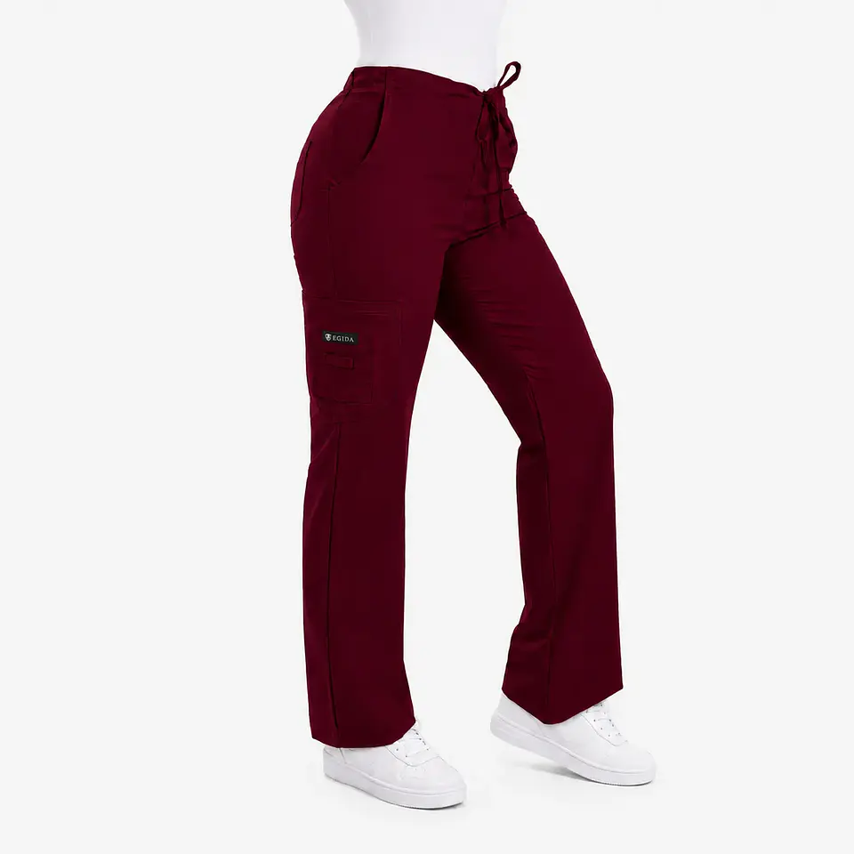 Pantalón Clínico para Mujer Modelo Cargo Antifluido Elasticado Burdeo 3