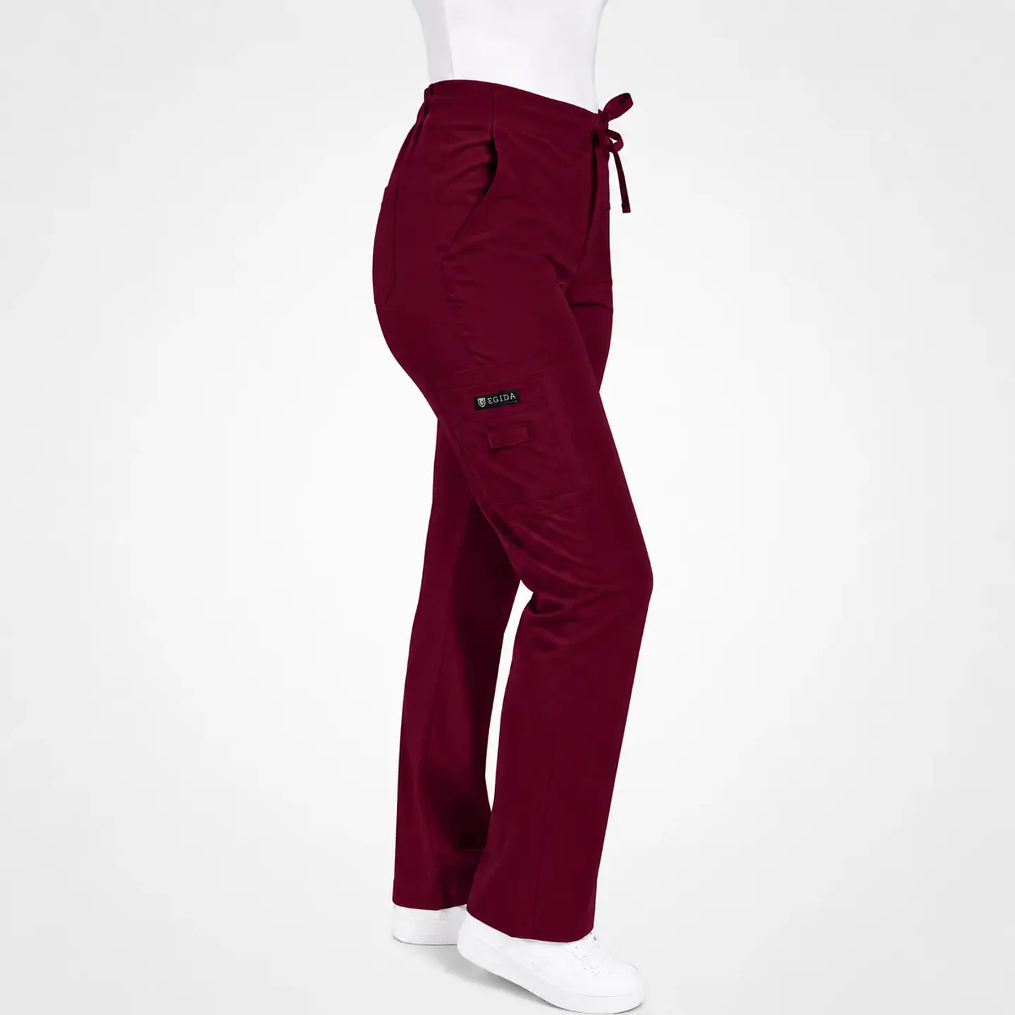 Pantalón Clínico para Mujer Modelo Cargo Antifluido Elasticado Burdeo 5