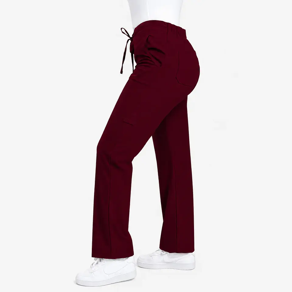 Pantalón Clínico para Mujer Modelo Cargo Antifluido Elasticado Burdeo 4