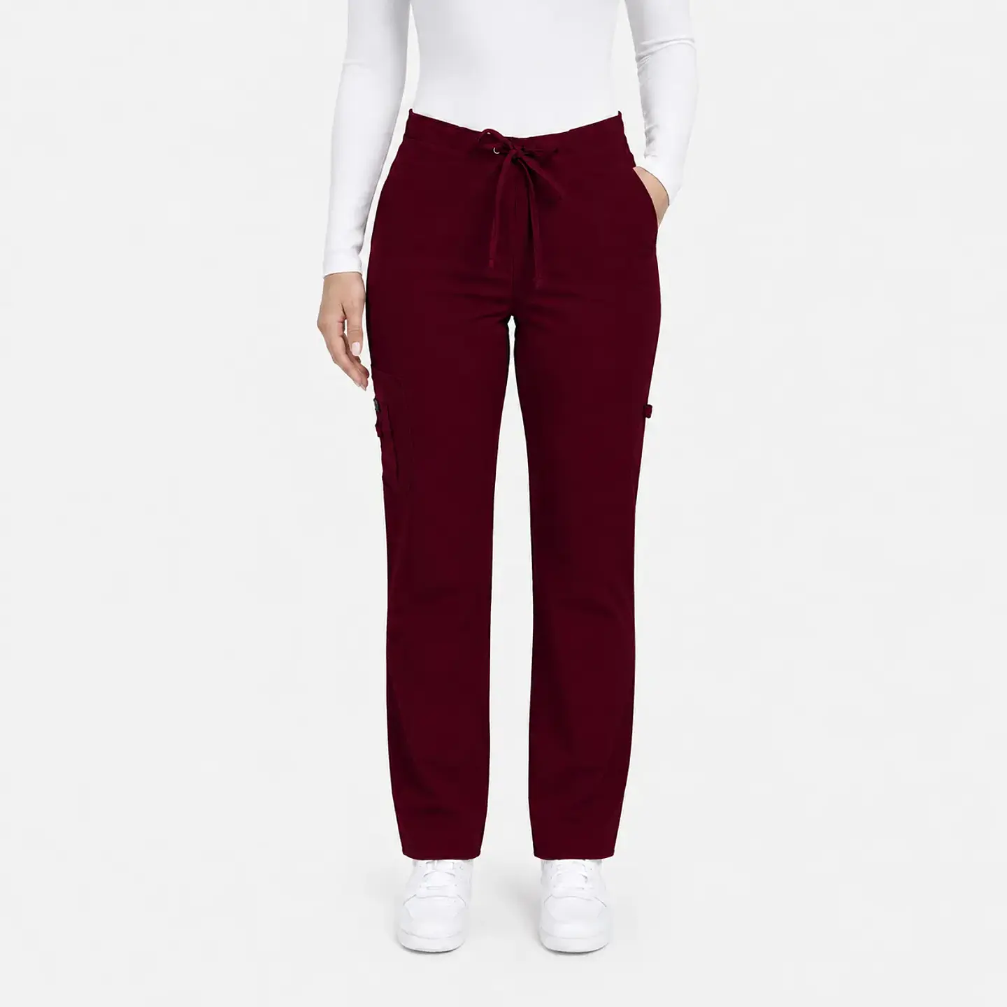 Pantalón Clínico para Mujer Modelo Cargo Antifluido Elasticado Burdeo 2