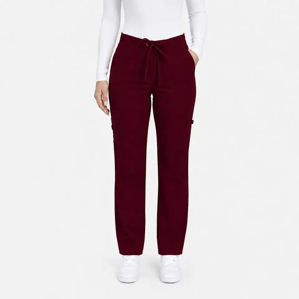 Pantalón Clínico para Mujer Modelo Cargo Antifluido Elasticado Burdeo 2