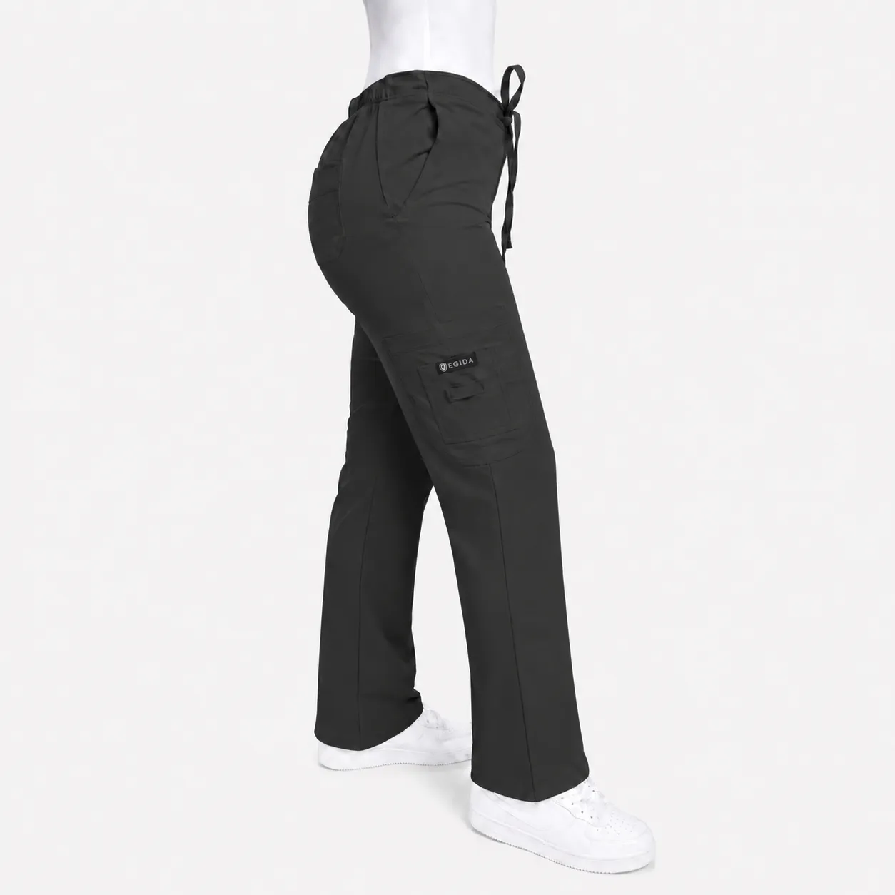 Pantalón Clínico para Mujer Modelo Cargo Antifluido Elasticado Gris marengo