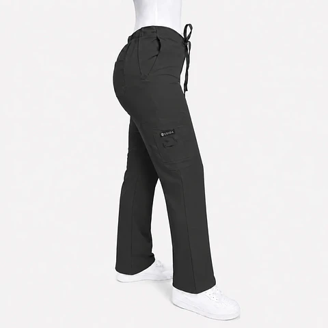 Pantalón Clínico para Mujer Modelo Cargo Antifluido Elasticado Gris marengo