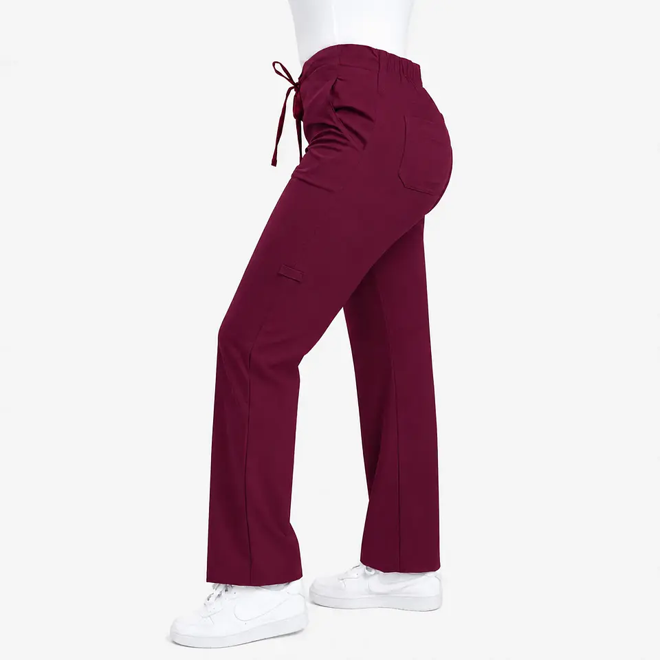 Pantalón Clínico para Mujer Modelo Cargo Antifluido Elasticado Ciruela 4
