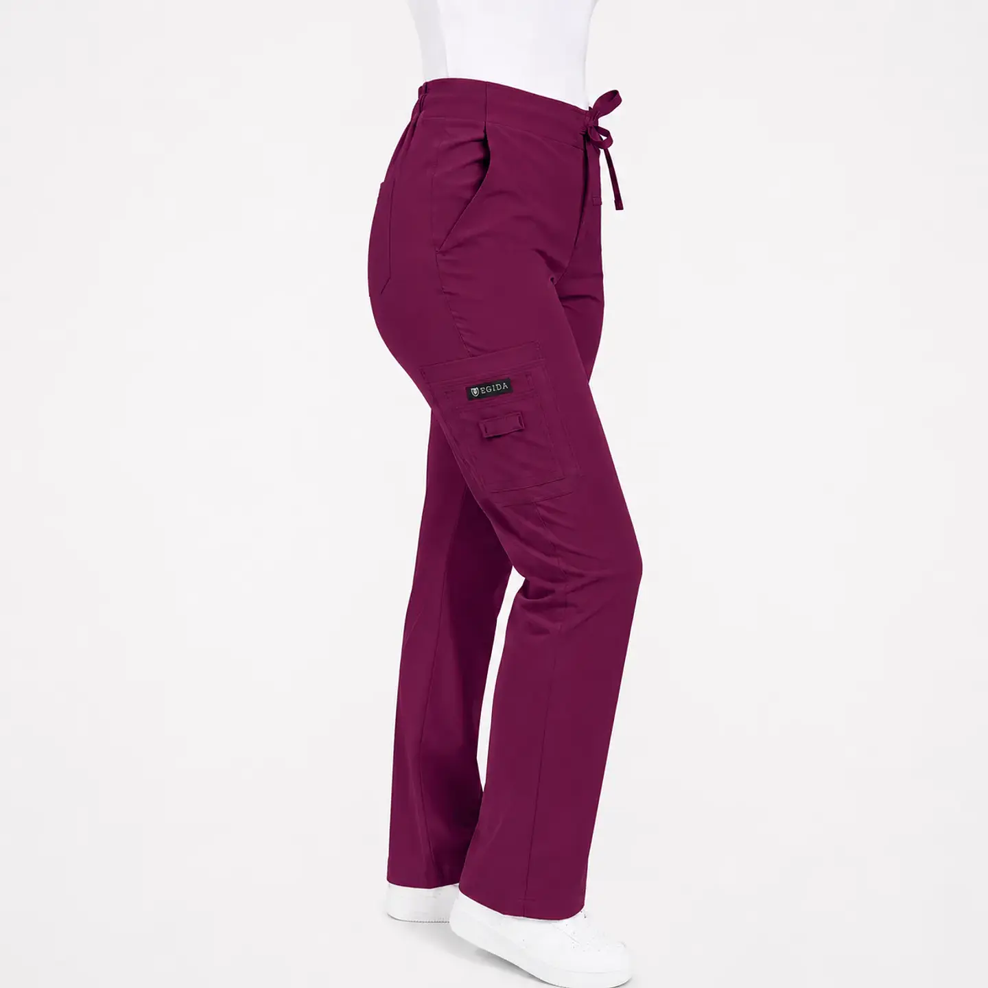Pantalón Clínico para Mujer Modelo Cargo Antifluido Elasticado Ciruela 5