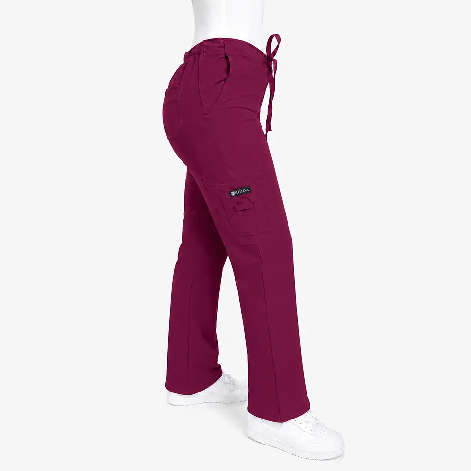 Pantalón Clínico para Mujer Modelo Cargo Antifluido Elasticado Ciruela 1