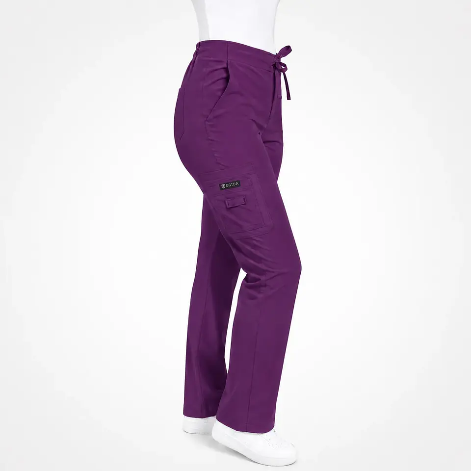 Pantalón Clínico para Mujer Modelo Cargo Antifluido Elasticado Morado 5