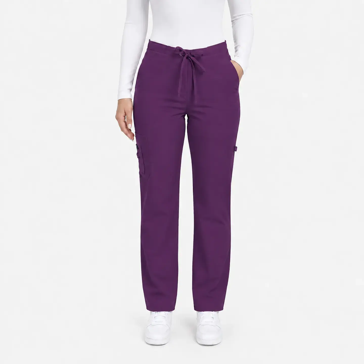 Pantalón Clínico para Mujer Modelo Cargo Antifluido Elasticado Morado 2