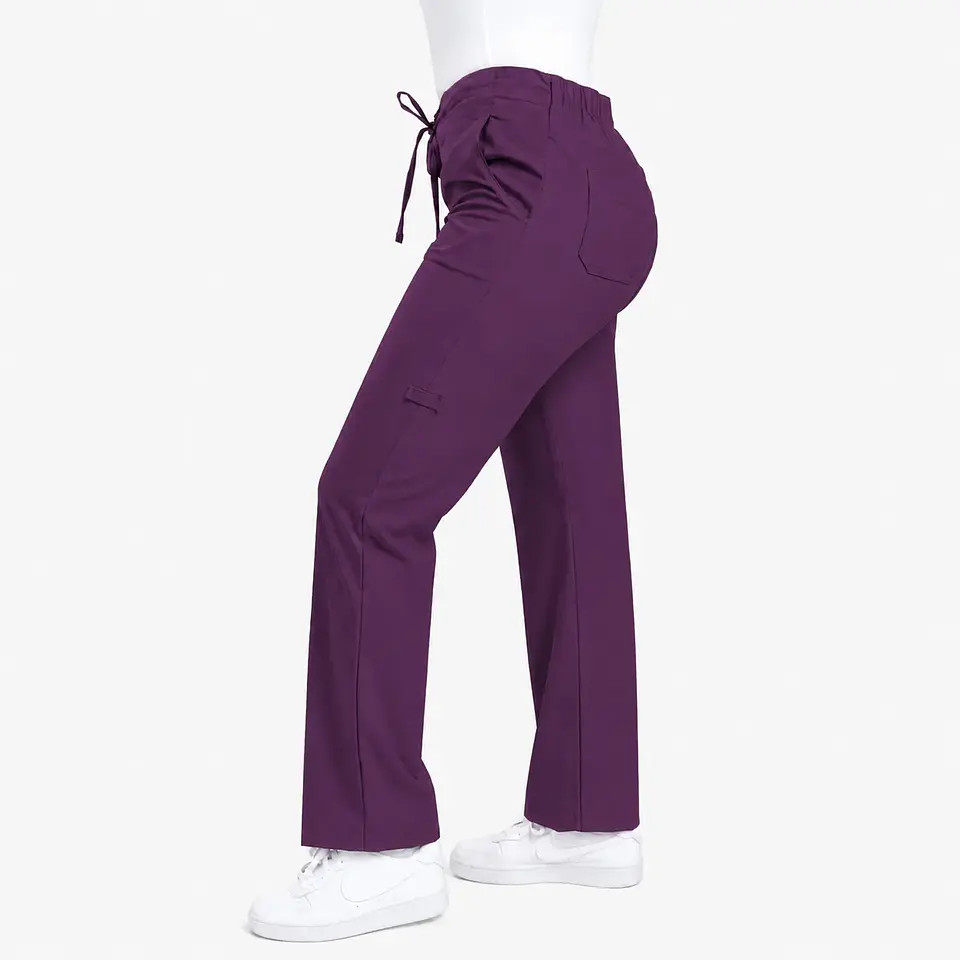 Pantalón Clínico para Mujer Modelo Cargo Antifluido Elasticado Morado 4