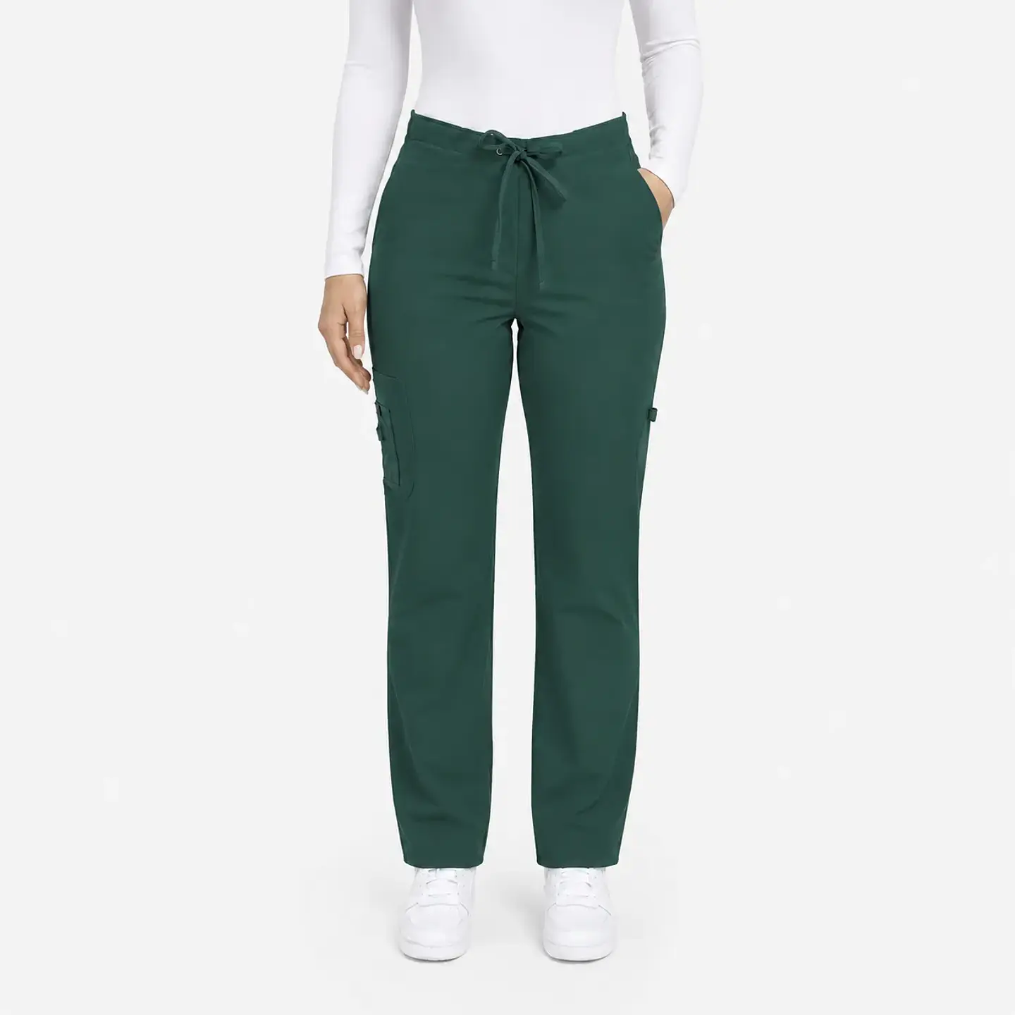 Pantalón Clínico para Mujer Modelo Cargo Antifluido Elasticado Verde Botella 2