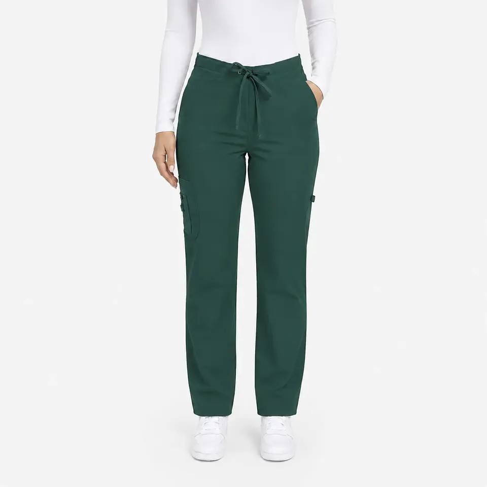 Pantalón Clínico para Mujer Modelo Cargo Antifluido Elasticado Verde Botella 2