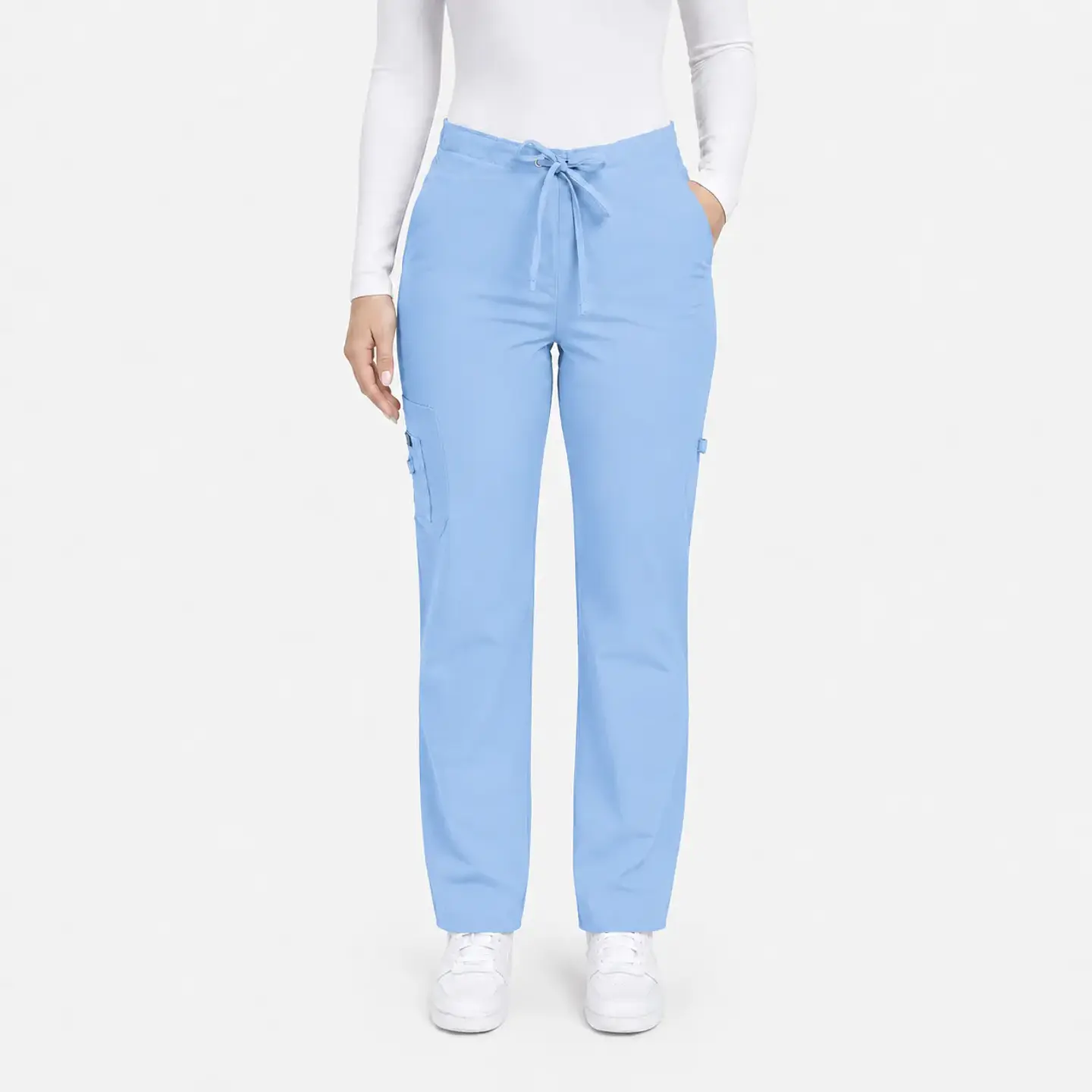 Pantalon Modelo Cargo Elasticado Antifluido Celeste paquete vela 2