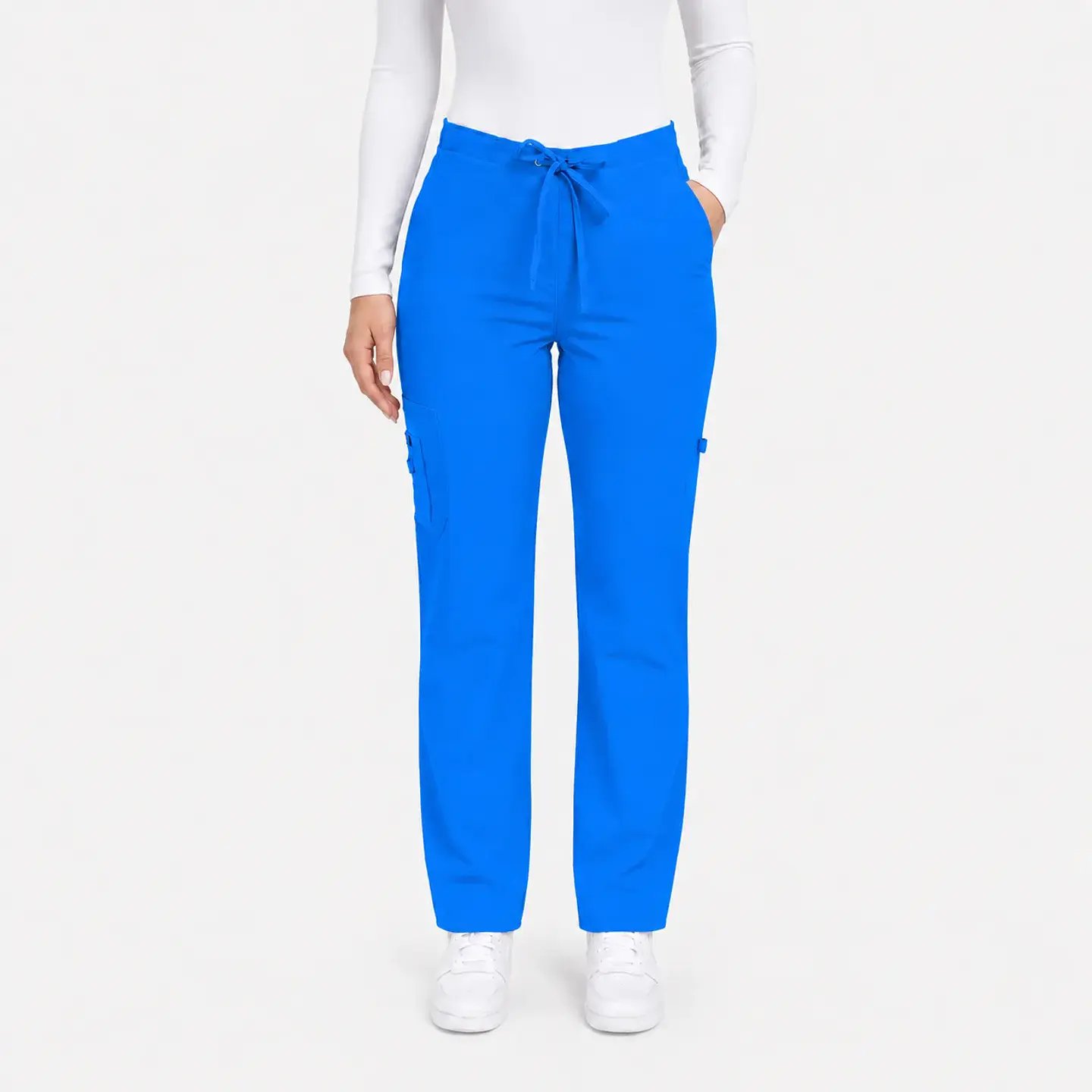 Pantalón Clínico para Mujer Modelo Cargo Antifluido Elasticado Azul Vibes  2