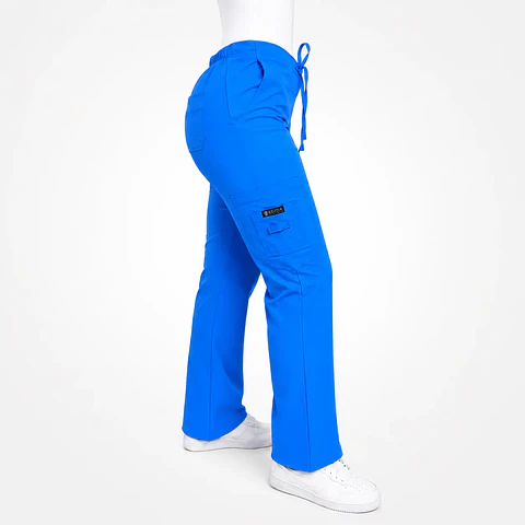Pantalón Clínico para Mujer Modelo Cargo Antifluido Elasticado Azul Vibes 