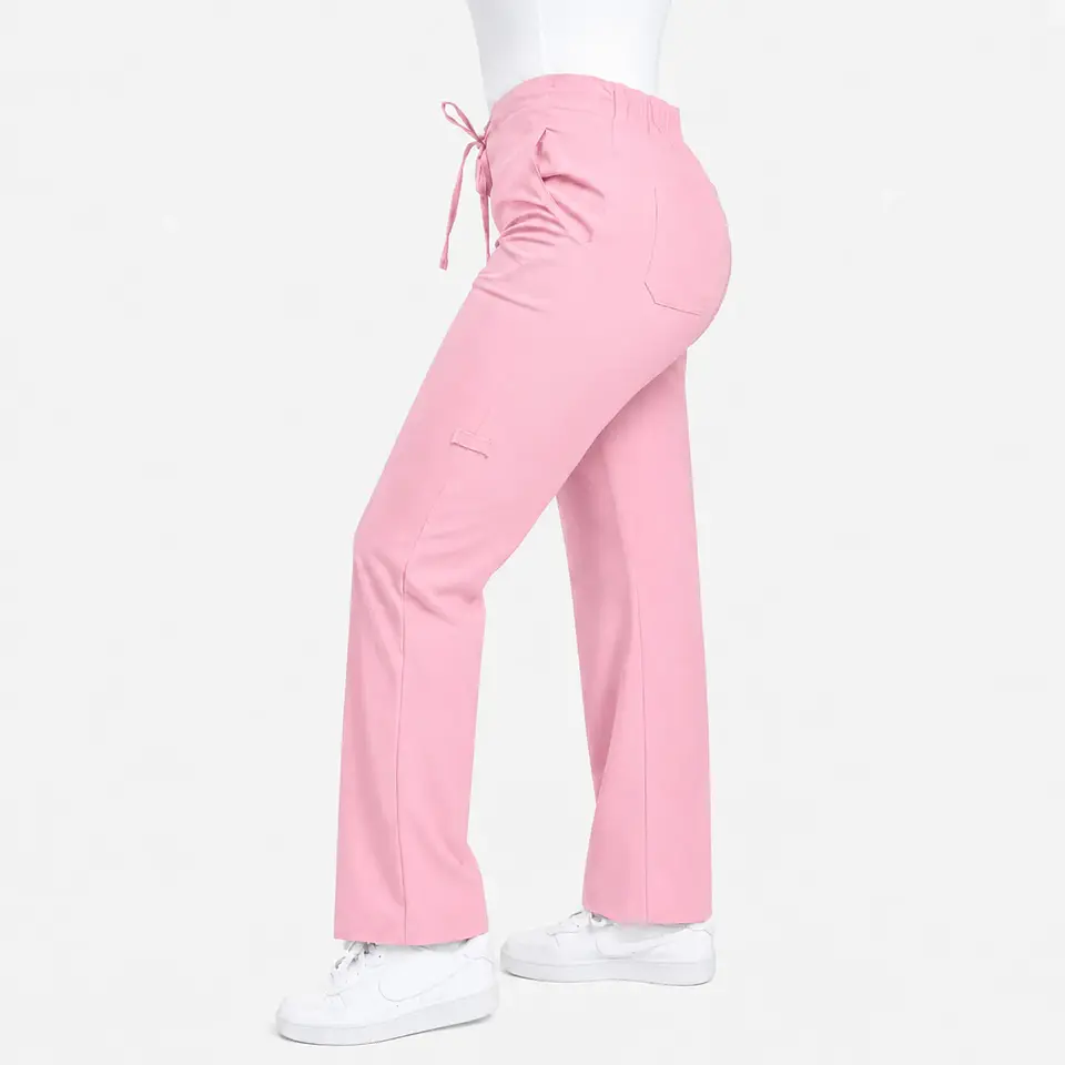 Pantalón Clínico para Mujer Modelo Cargo Antifluido Elasticado Rosado 4