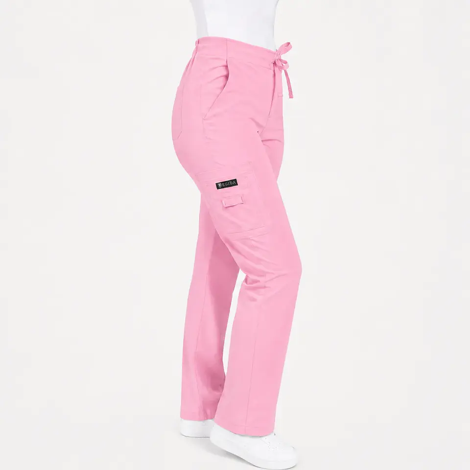 Pantalón Clínico para Mujer Modelo Cargo Antifluido Elasticado Rosado 5