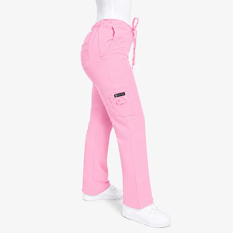 Pantalón Clínico para Mujer Modelo Cargo Antifluido Elasticado Rosado