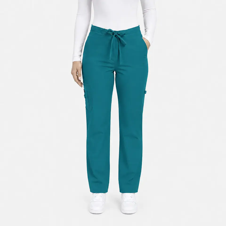 Pantalón Clínico para Mujer Modelo Cargo Antifluido Elasticado Turquesa 2