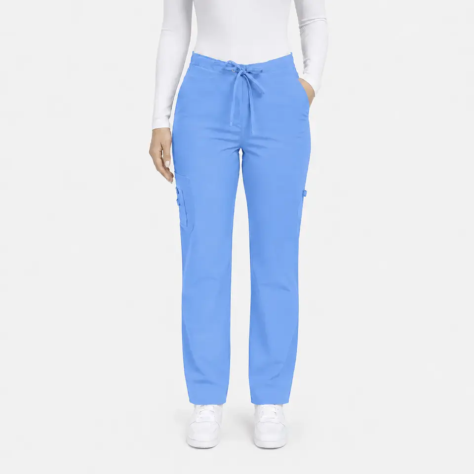 Pantalón Clínico para Mujer Modelo Cargo Antifluido Elasticado Celeste 2