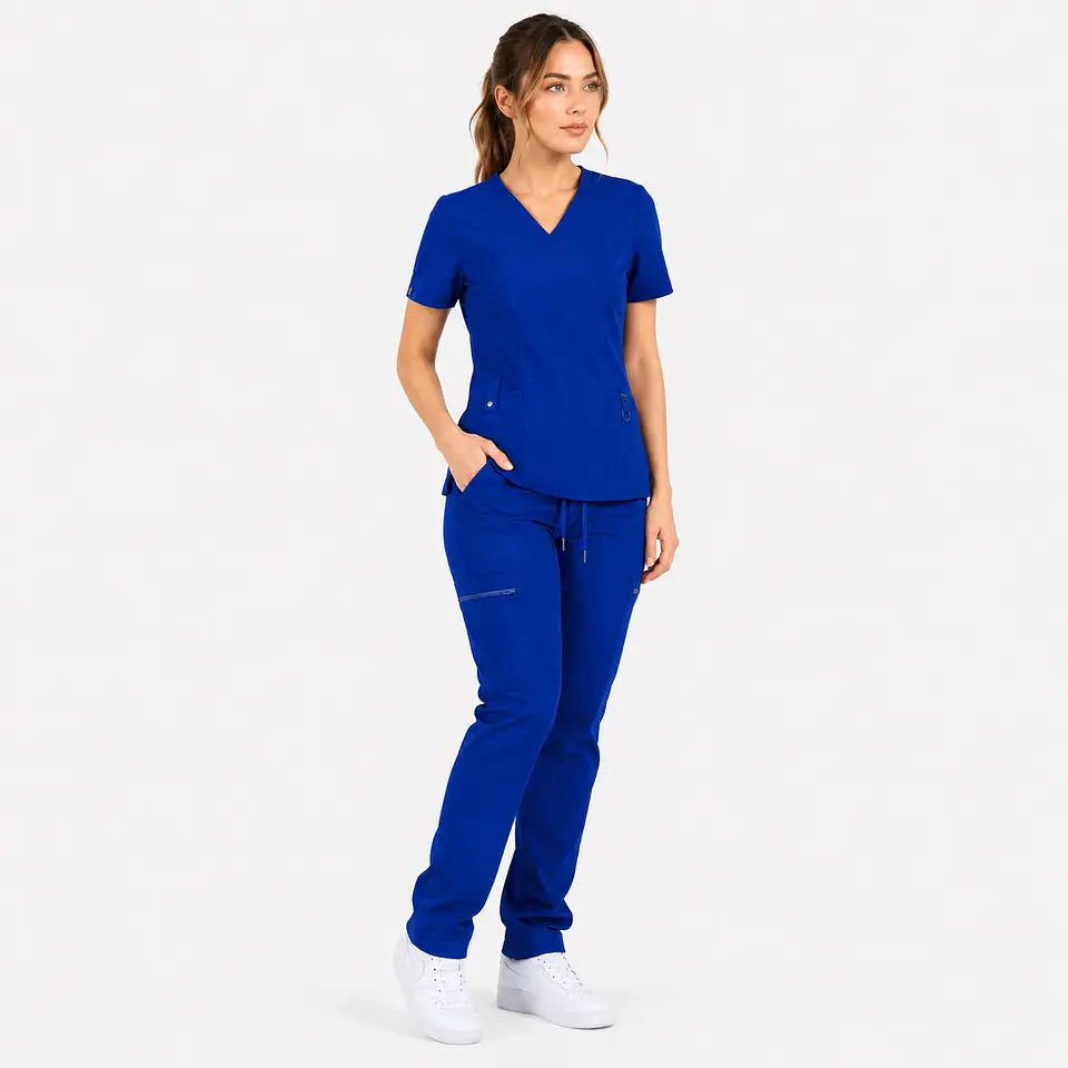 Conjunto Clínico Hana Azul Rey para Mujer | Blusa Hana + Pantalón Hana Recto – Línea Aesthetic 3