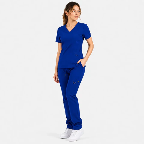 Conjunto Clínico Hana Azul Rey para Mujer | Blusa Hana + Pantalón Hana Recto – Línea Aesthetic