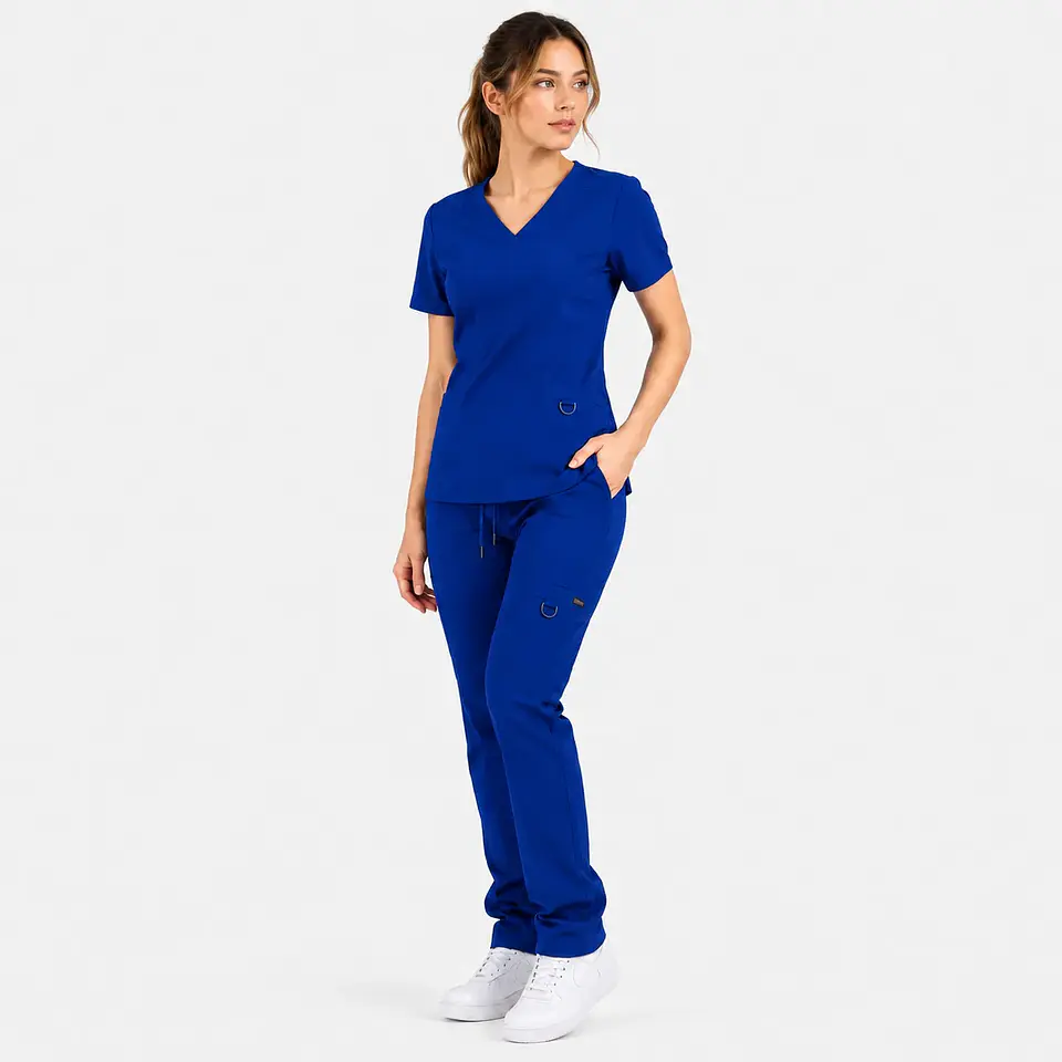 Conjunto Clínico Hana Azul Rey para Mujer | Blusa Hana + Pantalón Hana Recto – Línea Aesthetic 1