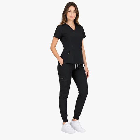 Conjunto Clinico Negro Blusa Hana + Pantalon Jogger 