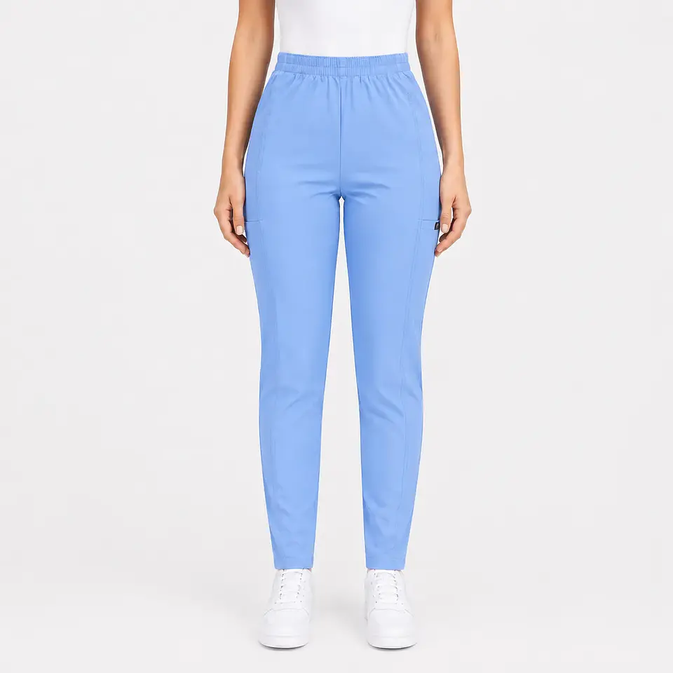 Pantalón Clínico Pitillo Antifluido para Mujer – Celeste 3
