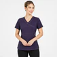 Blusa Clínica Mujer Amatista Cuello Cruzado Morada con Costuras en Contraste - Miniatura 1
