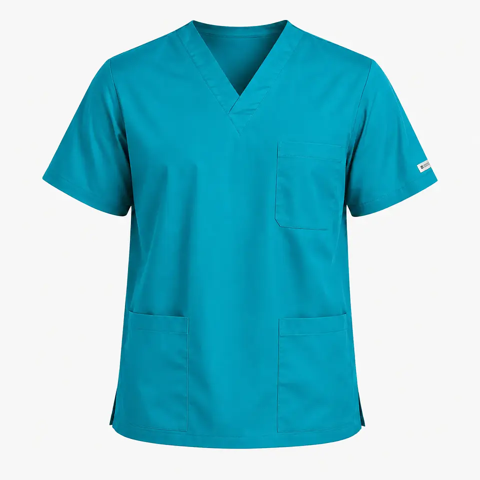 Polera Clínica Cargo Hombre Poplin Turquesa 4
