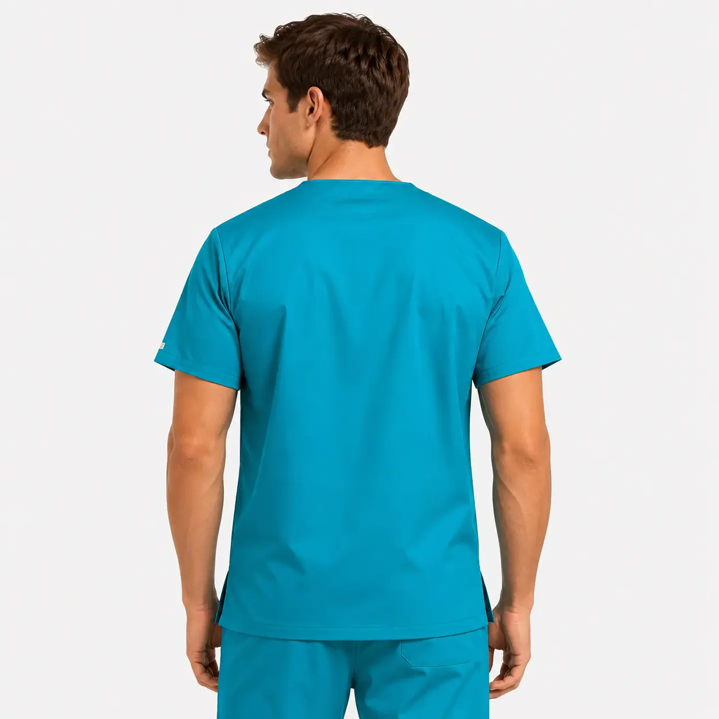 Polera Clínica Cargo Hombre Poplin Turquesa 3