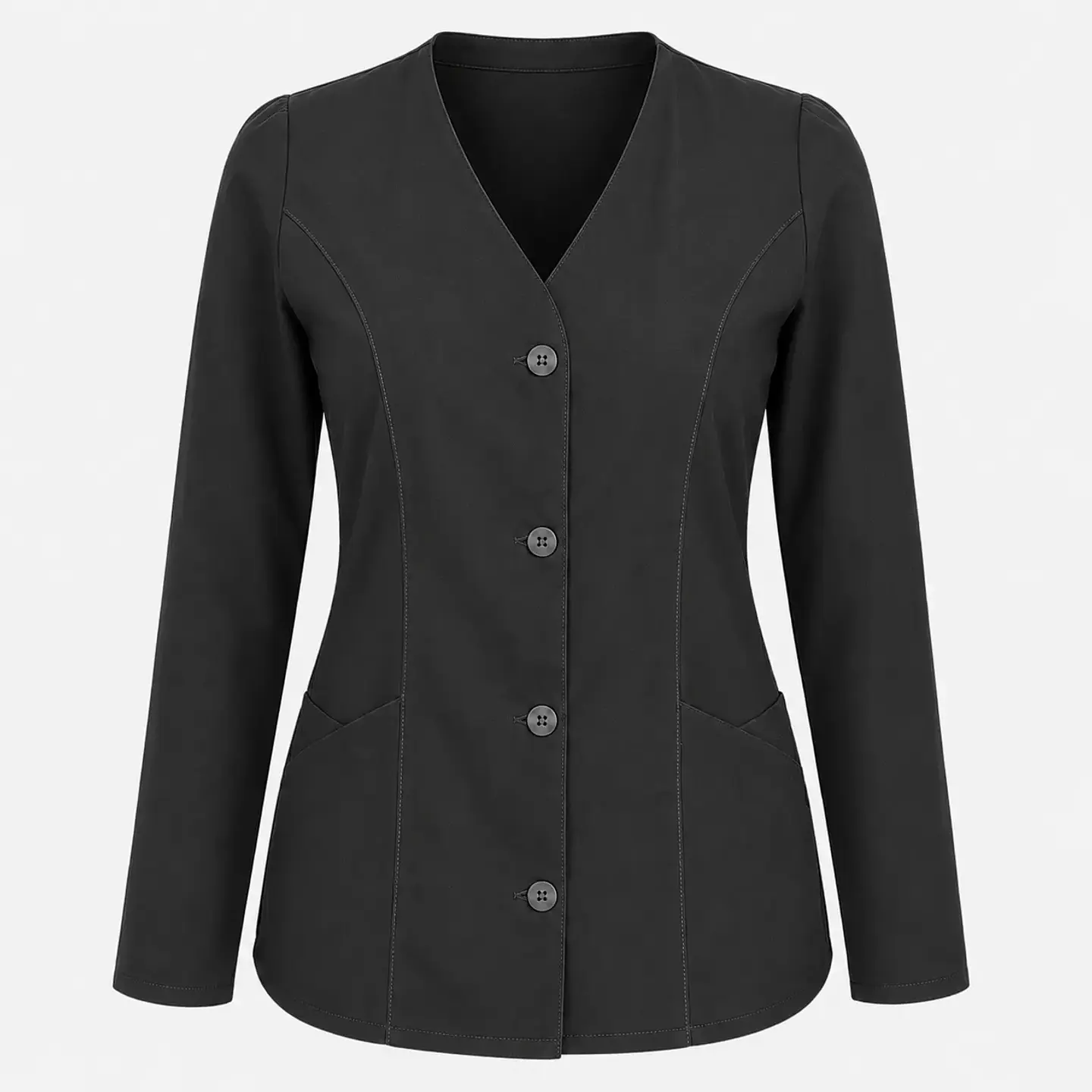 Blusa Clínica Antifluido Manga Larga con Botones para Mujer – Gris 3