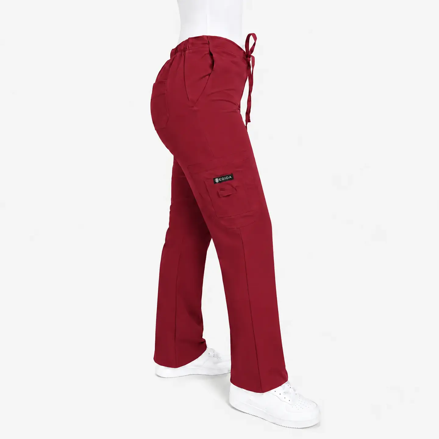 Pantalón Médico Cargo Antifluido para Mujer – Rojo Borgoña 1