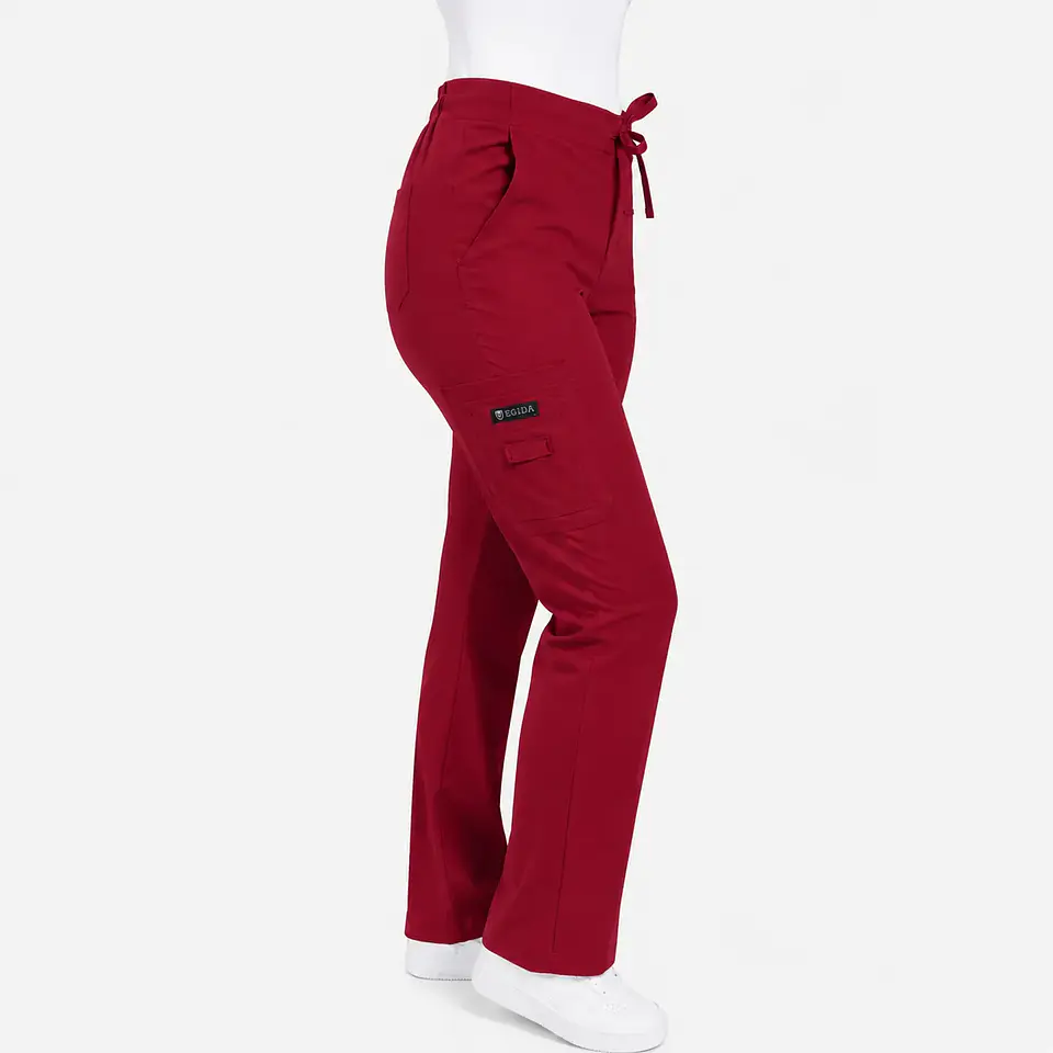 Pantalón Médico Cargo Antifluido para Mujer – Rojo Borgoña 5