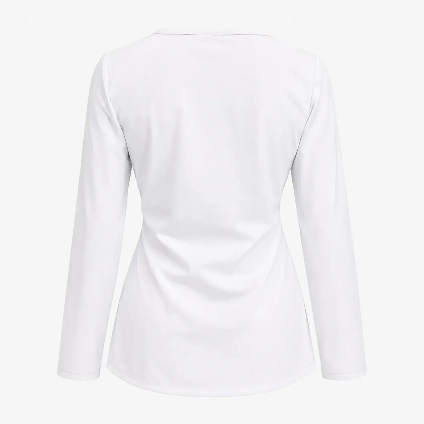 Blusa Clínica Manga Larga Cargo Antifluido Elasticada para Mujer – Blanco con Contraste 4