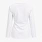 Blusa Clínica Manga Larga Cargo Antifluido Elasticada para Mujer – Blanco con Contraste - Miniatura 4