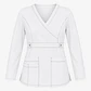 Blusa Clínica Manga Larga Cargo Antifluido Elasticada para Mujer – Blanco con Contraste - Miniatura 3
