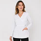 Blusa Clínica Manga Larga Cargo Antifluido Elasticada para Mujer – Blanco con Contraste - Miniatura 1