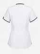 Blusa Clínica Mujer Vera Blanca Antifluido con Ribete Azul Marino - Miniatura 4