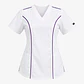 Blusa Clínica Mujer Freya Blanca Antifluido con Ribete Morado - Miniatura 3