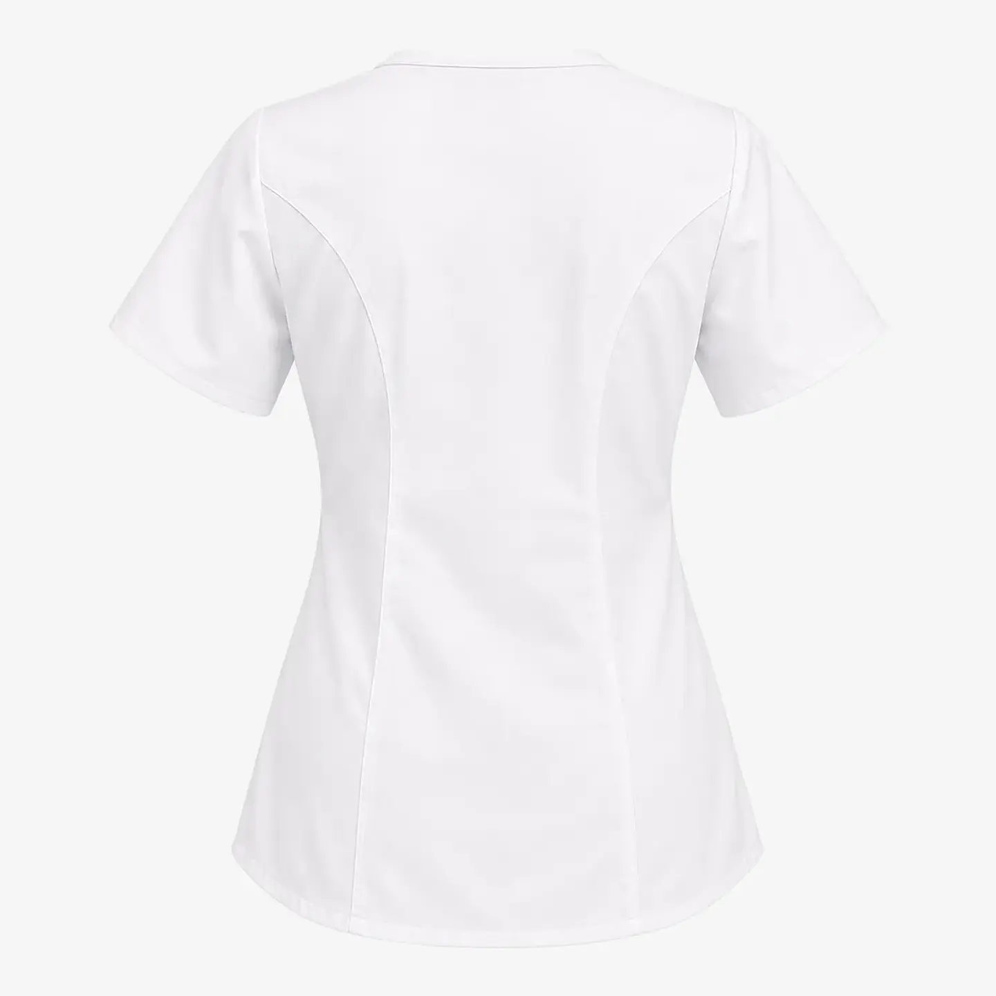 Blusa Clínica Mujer Freya Blanca Antifluido con Ribete Morado 4