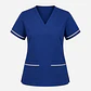 Blusa Clínica Mujer Flex Azul Marino  con Ribete Blanco - Miniatura 3